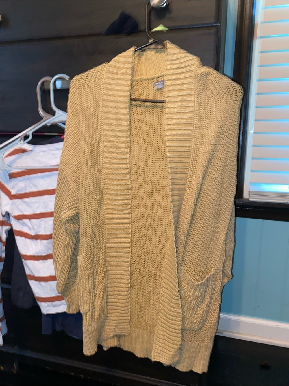aerie Ribbed Shawl Collar Open-Front Cardigan - Cream